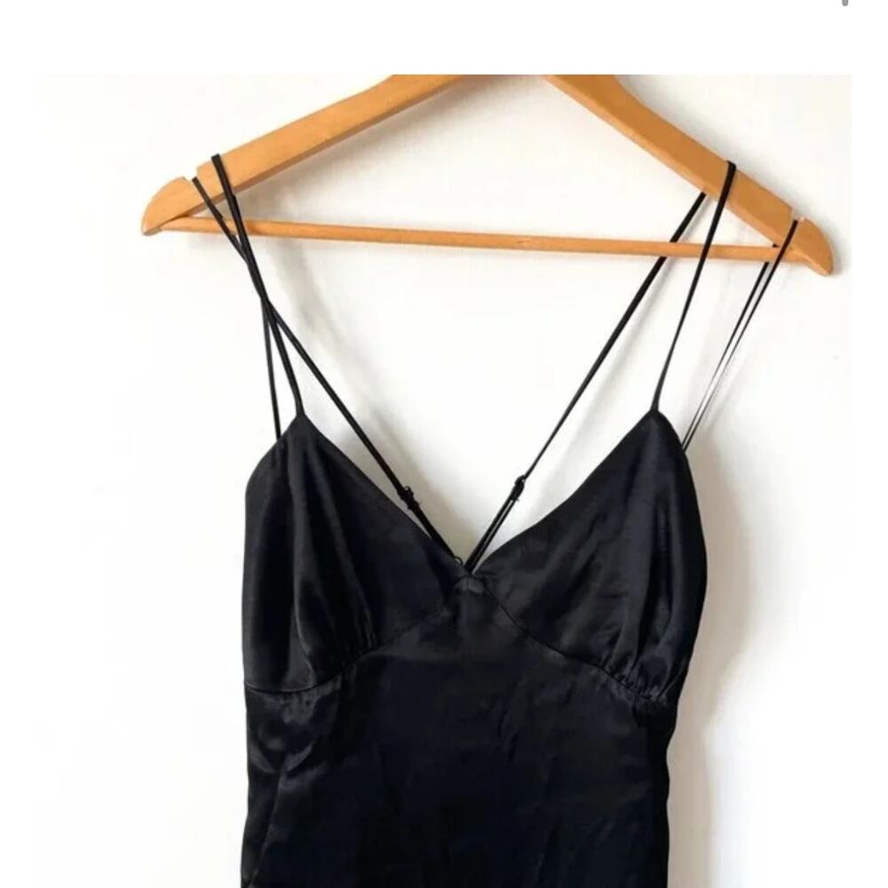 ZARA FRINGED SLIP DRESS BLACK - Picture 7 of 14